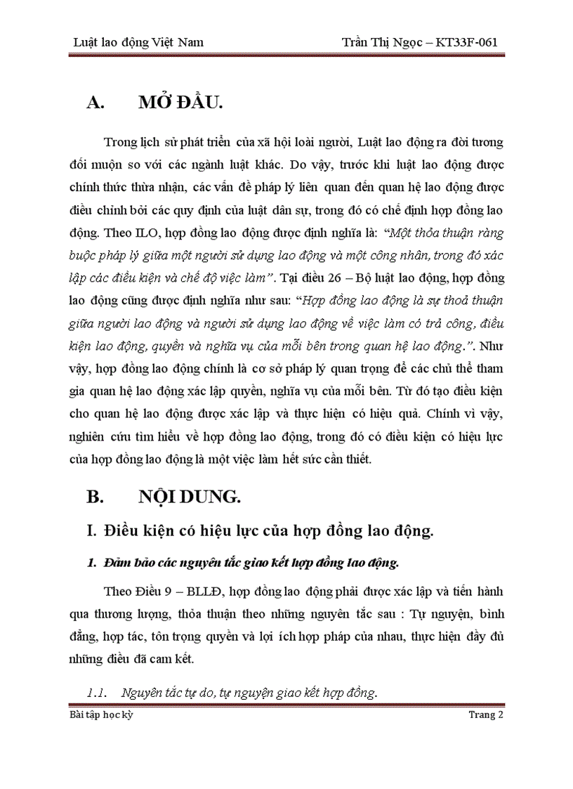 image for page Phân tích điều kiện có hiệu lực của hợp đồng lao động và Bài tập tình huống Đề số 17