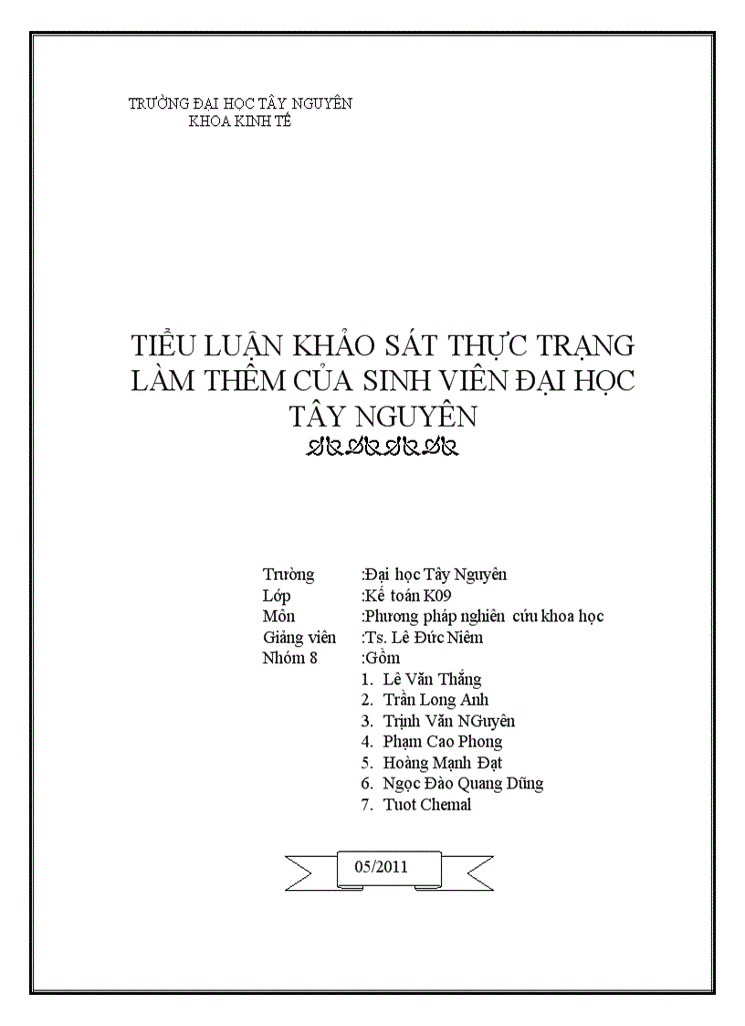 image for page Điều tra khảo sát thực trạng làm thêm của sinh viên đại học Tây Nguyên