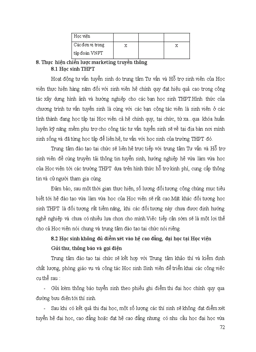 image for page Lập kế hoạch truyền thông cho công tác tuyển sinh hệ hoàn chỉnh kiến thức chính quy và hệ vừa làm vừa học của Học Viện BCVT năm 201