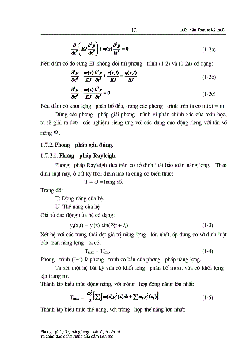image for page Phương pháp lập năng lượng xác định tần số và dạng dao động riêng của dầm liên tục