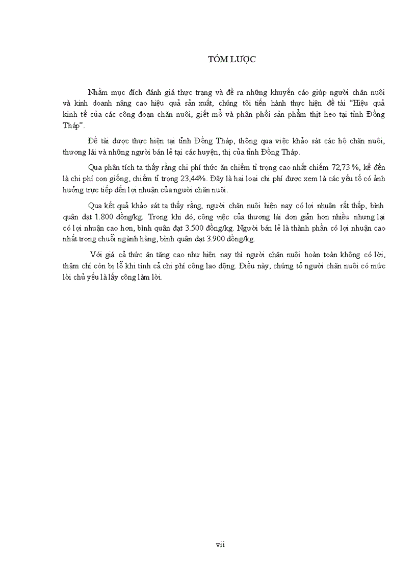 image for page Hiệu quả kinh tế của các công đoạn chăn nuôi giết mổ và phân phối sản phẩm thịt heo tại tỉnh Đồng Tháp