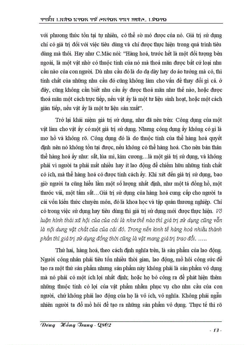 image for page Hàng hoá có giá trị vì nó có giá trị sử dụng Giá trị sử dụng càng lớn thì giá trị của hàng hoá càng cao