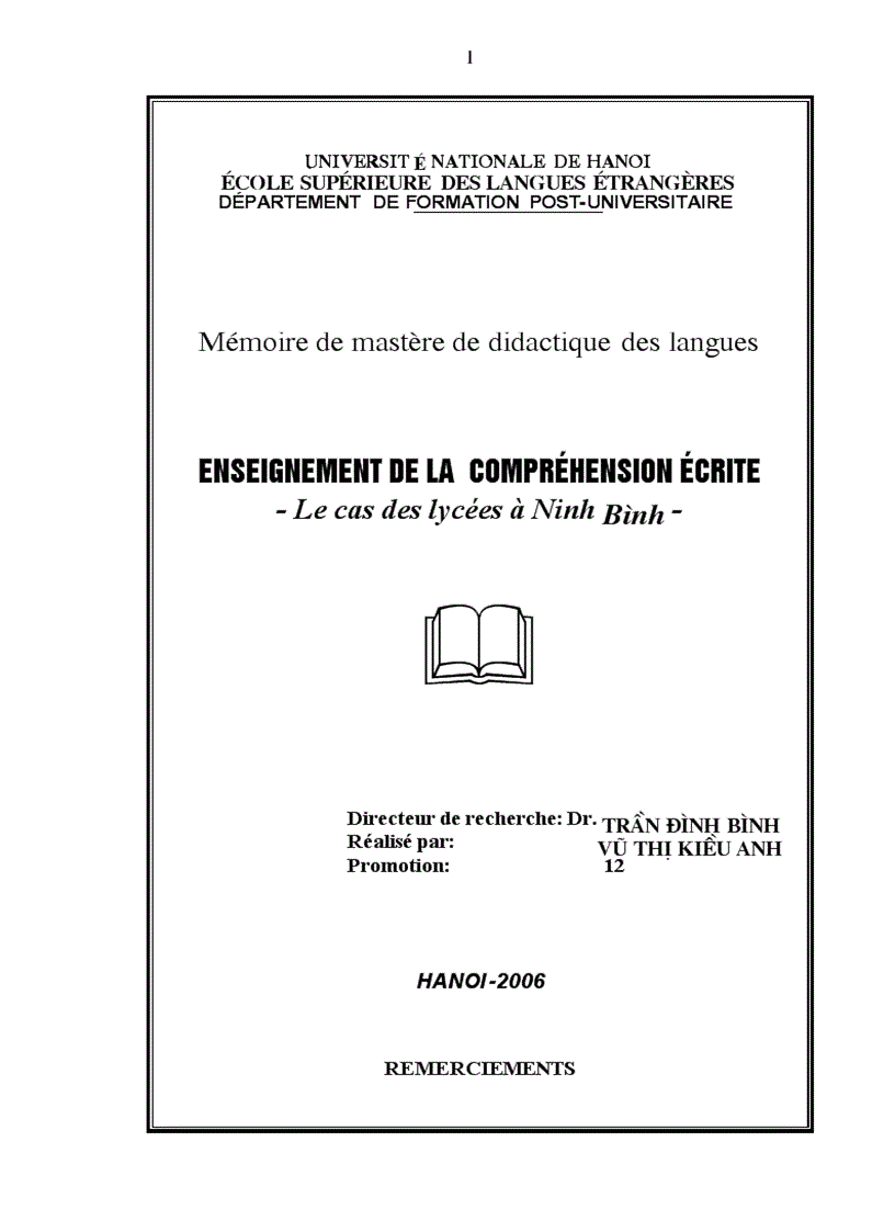 image for page Enseignement de la comprÐhension Ðcrite Le cas des lycées à Ninh Binh