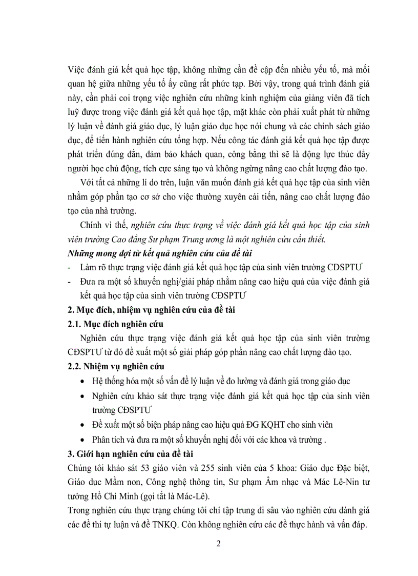 image for page Nghiên cứu thực trạng việc đánh giá kết quả học tập của sinh viên trường CĐSP trung ương