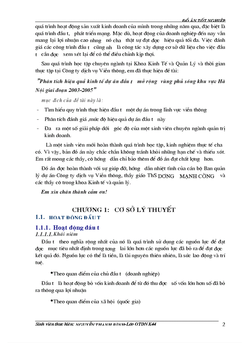 image for page Đánh giá hiệu quả dự án đầu tư viễn thông