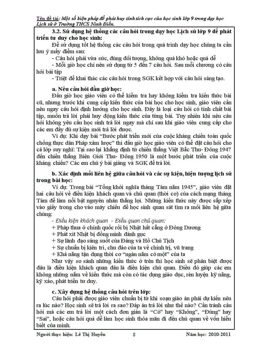 image for page Một số biện pháp để phát huy tính tích cực của học sinh lớp 9 trong dạy học Lịch sử ở Trường THCS Ninh Điền