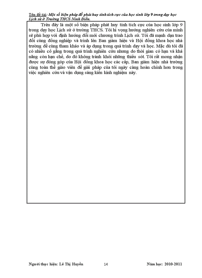 image for page Một số biện pháp để phát huy tính tích cực của học sinh lớp 9 trong dạy học Lịch sử ở Trường THCS Ninh Điền