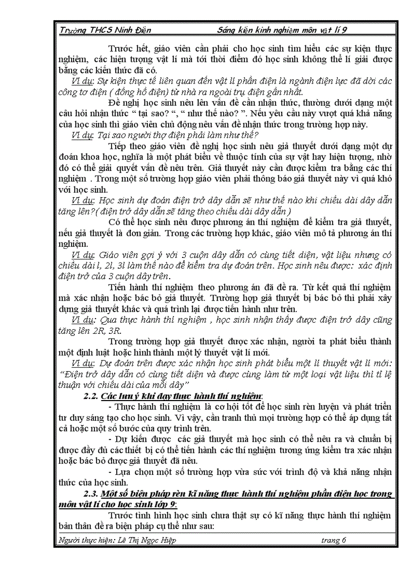 image for page Rèn kĩ năng thực hành thí nghiệm phần điện học cho học sinh thông qua dạy học vật lí 9 trường thcs ninh điền