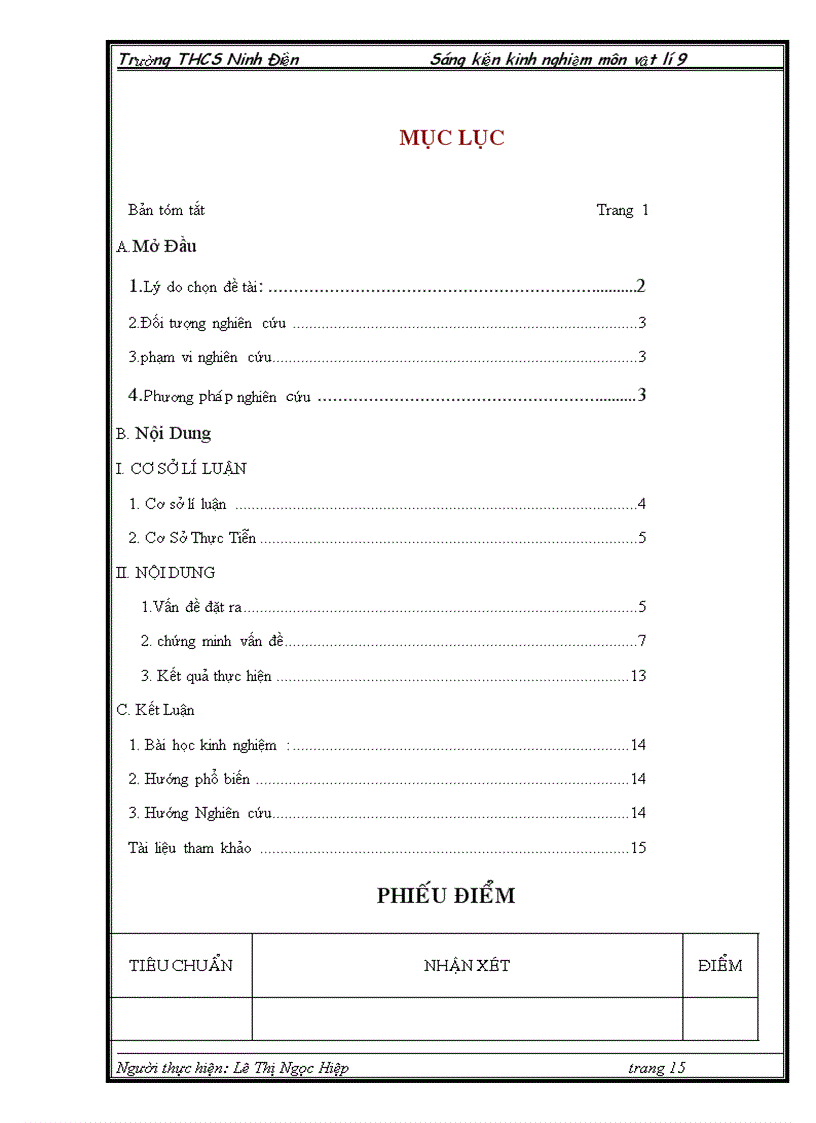 image for page Rèn kĩ năng thực hành thí nghiệm phần điện học cho học sinh thông qua dạy học vật lí 9 trường thcs ninh điền