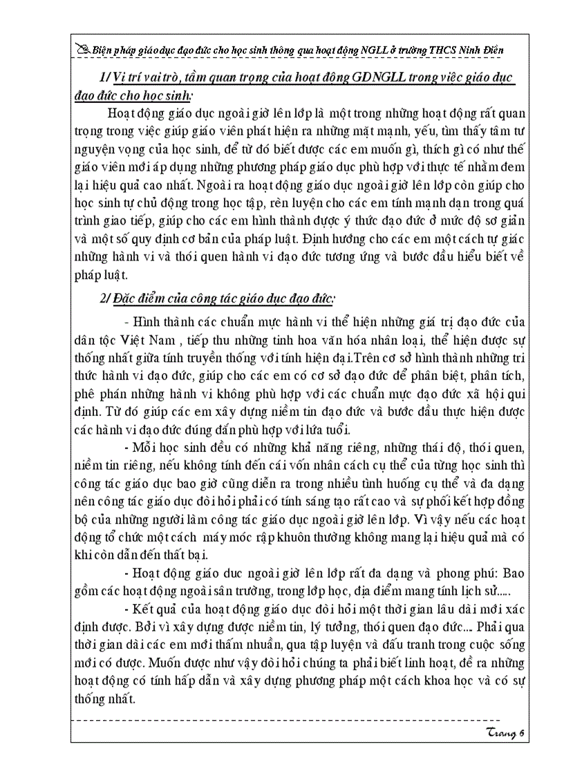 image for page Biện pháp giáo dục đạo đức cho học sinh thông qua hoạt động NGLL ở trường THCS Ninh Điền