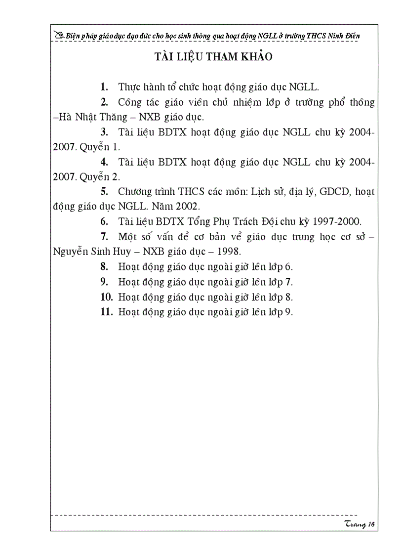 image for page Biện pháp giáo dục đạo đức cho học sinh thông qua hoạt động NGLL ở trường THCS Ninh Điền