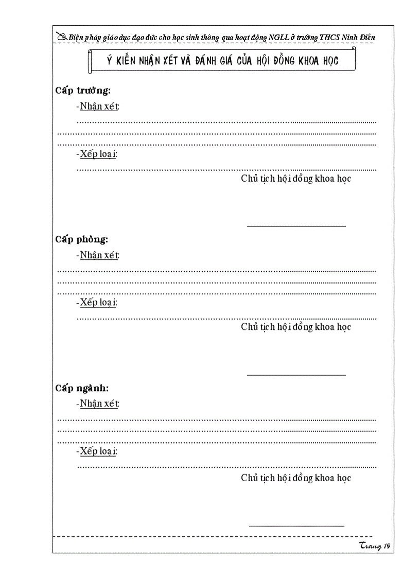 image for page Biện pháp giáo dục đạo đức cho học sinh thông qua hoạt động NGLL ở trường THCS Ninh Điền