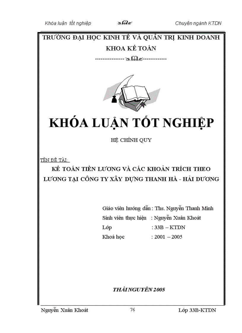 image for page Kế toán tiền lương và các khoản trích theo lương trong Doanh nghiệp tại công ty xây dựng Thanh Hà
