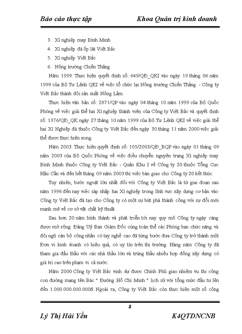 image for page Báo cáo thực tập tại Công ty Việt Bắc Bộ Quốc Phòng