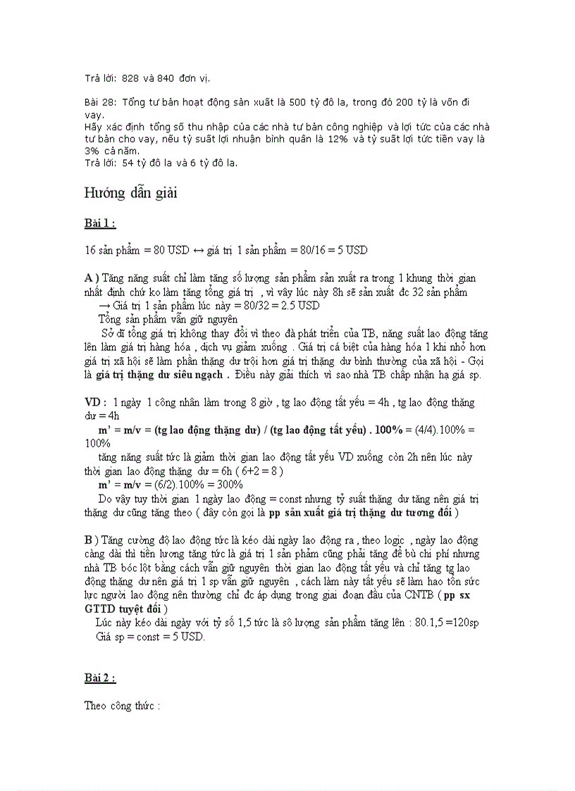 image for page Công thức tính hướng dẫn giải một số bài tập Kinh Tế Chính Trị