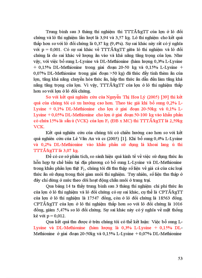 image for page Hiệu quả của việc bổ sung chế phẩm axit amin tổng hợp L Lysine và DL Methionine trong khẩu phần lợn thịt F1 MóngCái Yorkshire nuôi ở trại Tiền Phong