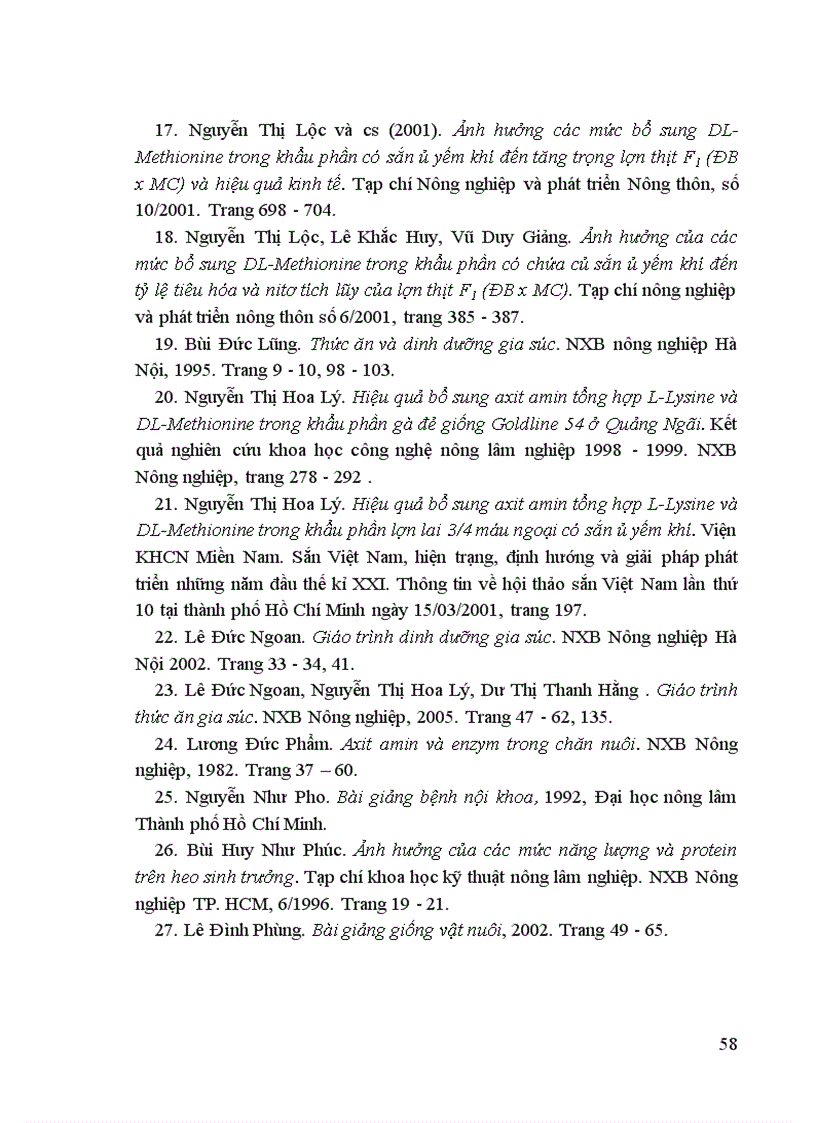 image for page Hiệu quả của việc bổ sung chế phẩm axit amin tổng hợp L Lysine và DL Methionine trong khẩu phần lợn thịt F1 MóngCái Yorkshire nuôi ở trại Tiền Phong