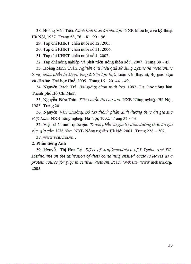 image for page Hiệu quả của việc bổ sung chế phẩm axit amin tổng hợp L Lysine và DL Methionine trong khẩu phần lợn thịt F1 MóngCái Yorkshire nuôi ở trại Tiền Phong