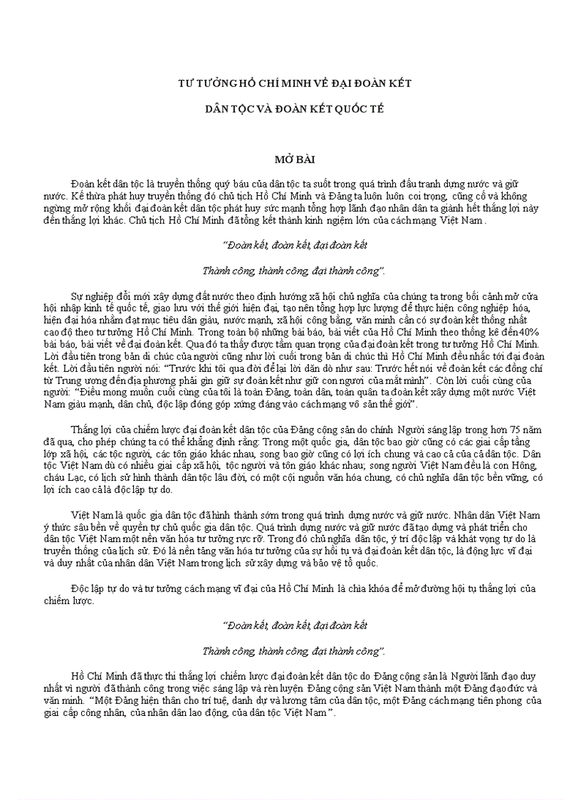 image for page Phân tích tư tưởng Hồ Chí Minh về đại đoàn kết dân tộc vận dụng tư tưởng đó trong công cuộc xây dựng đất nước hiện nay
