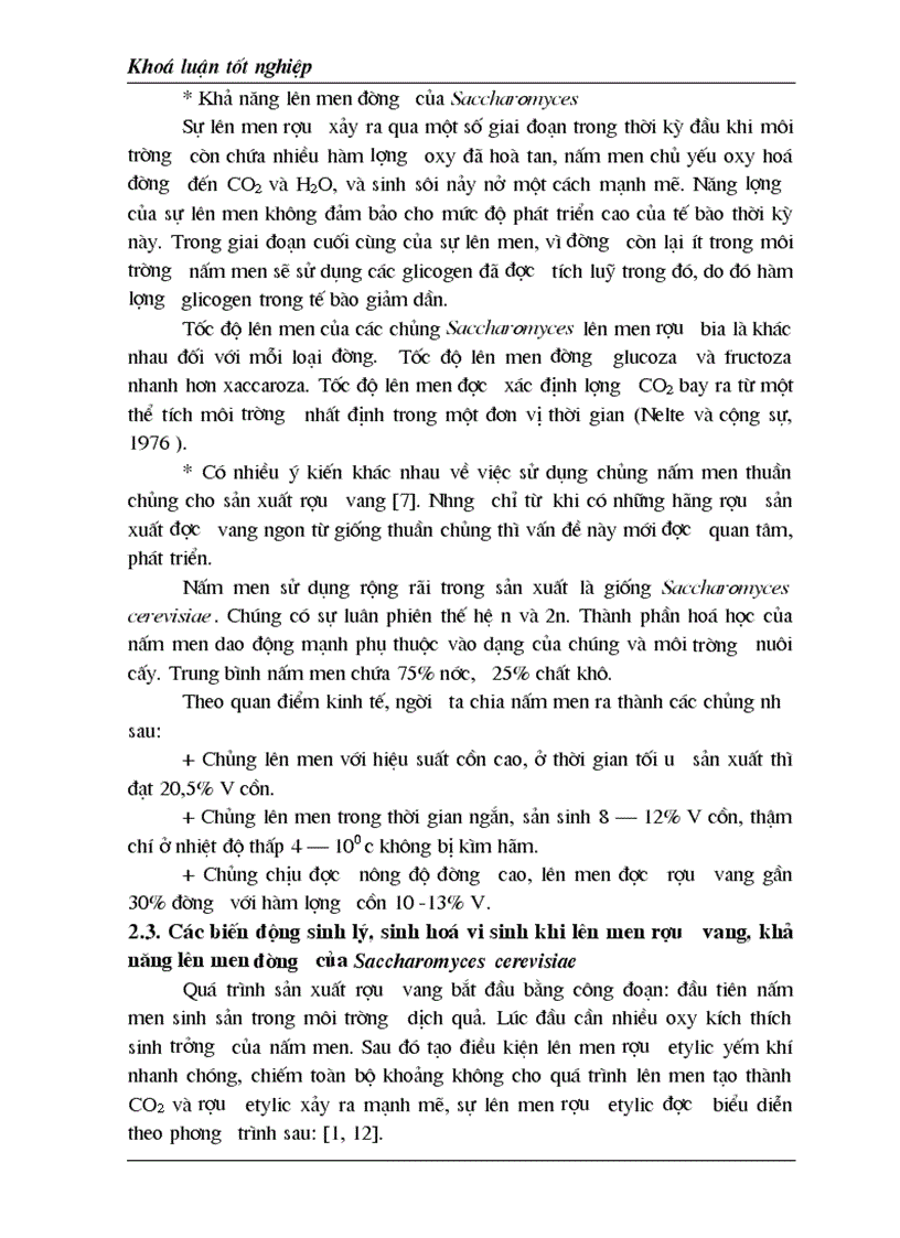 image for page Luận văn tốt nghiệp nghiên cứu ảnh hưởng nồng độ đường đến sự sinh trưởng và phát tricuaruar nấm men Sacharomyces cerevisiae