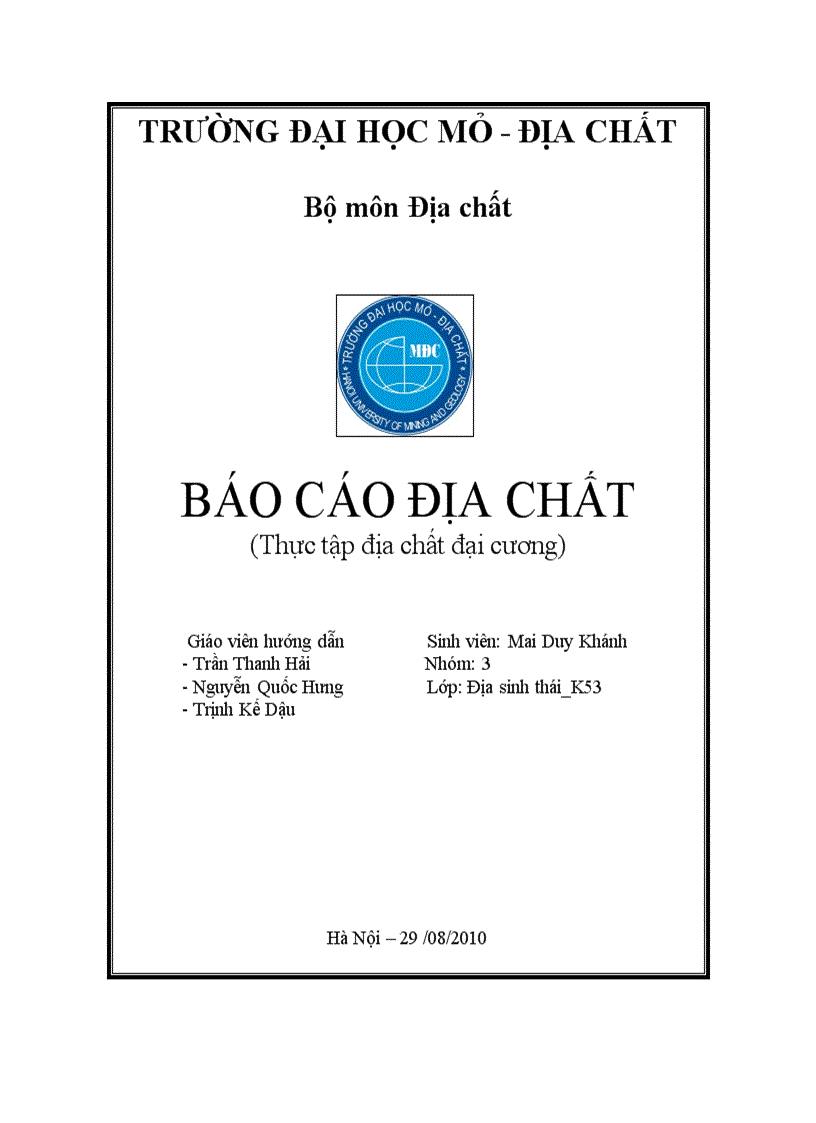 image for page Báo cáo thực tập địa chất Thực tập địa chất đại cương