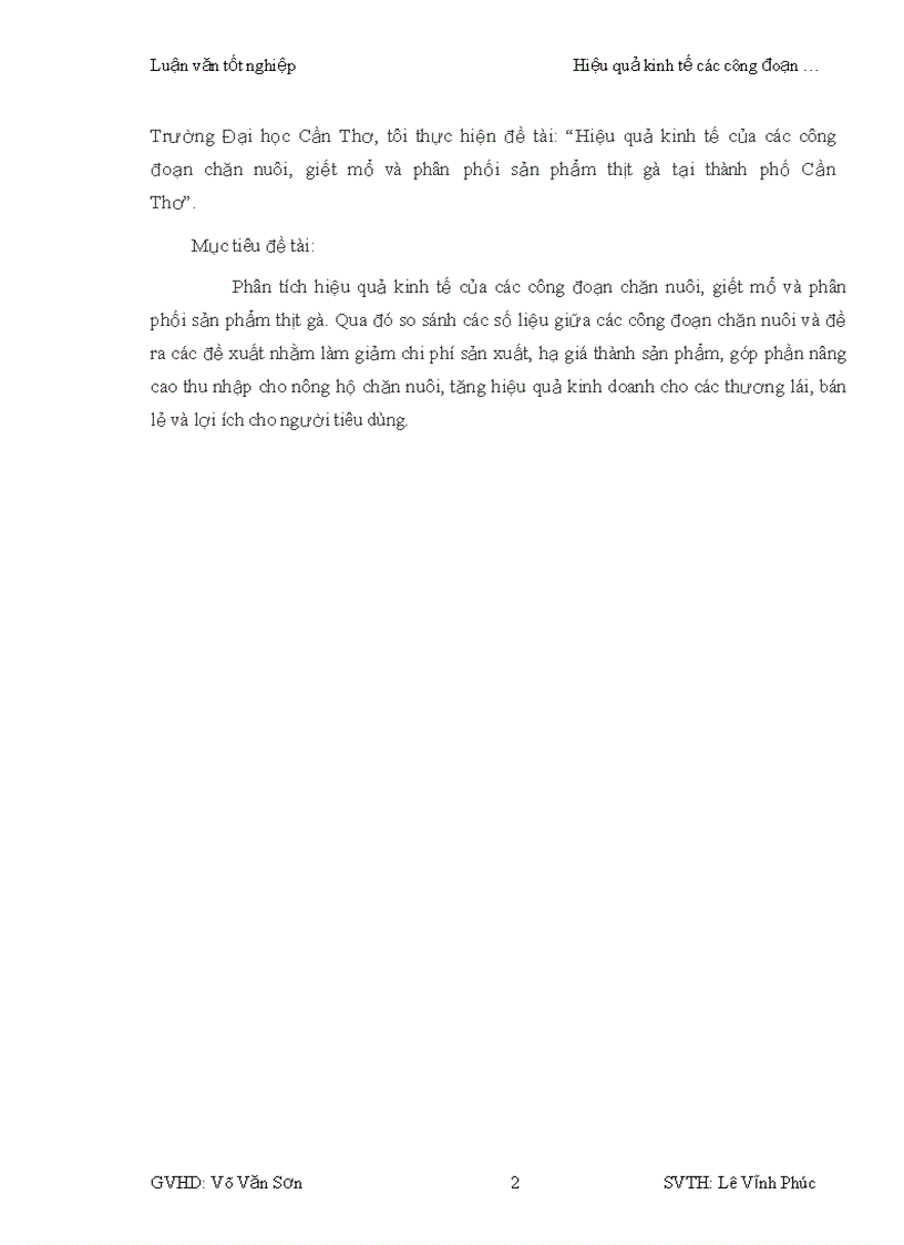 image for page Hiệu quả kinh tế của các công đoạn chăn nuôi giết mổ và phân phối sản phẩm thịt gà tại thành phố Cần Thơ