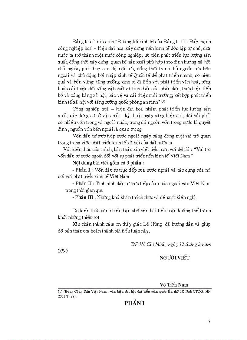 Vai trò vốn đầu tư nước ngoài đối với sự phát triển nền kinh tế việt nam