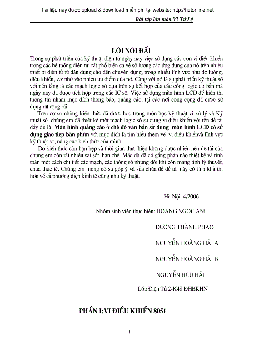 image for page Màn hình quảng cáo ở chế độ văn bản sử dụng màn hình LCD có sử dụng giao tiếp bàn phím