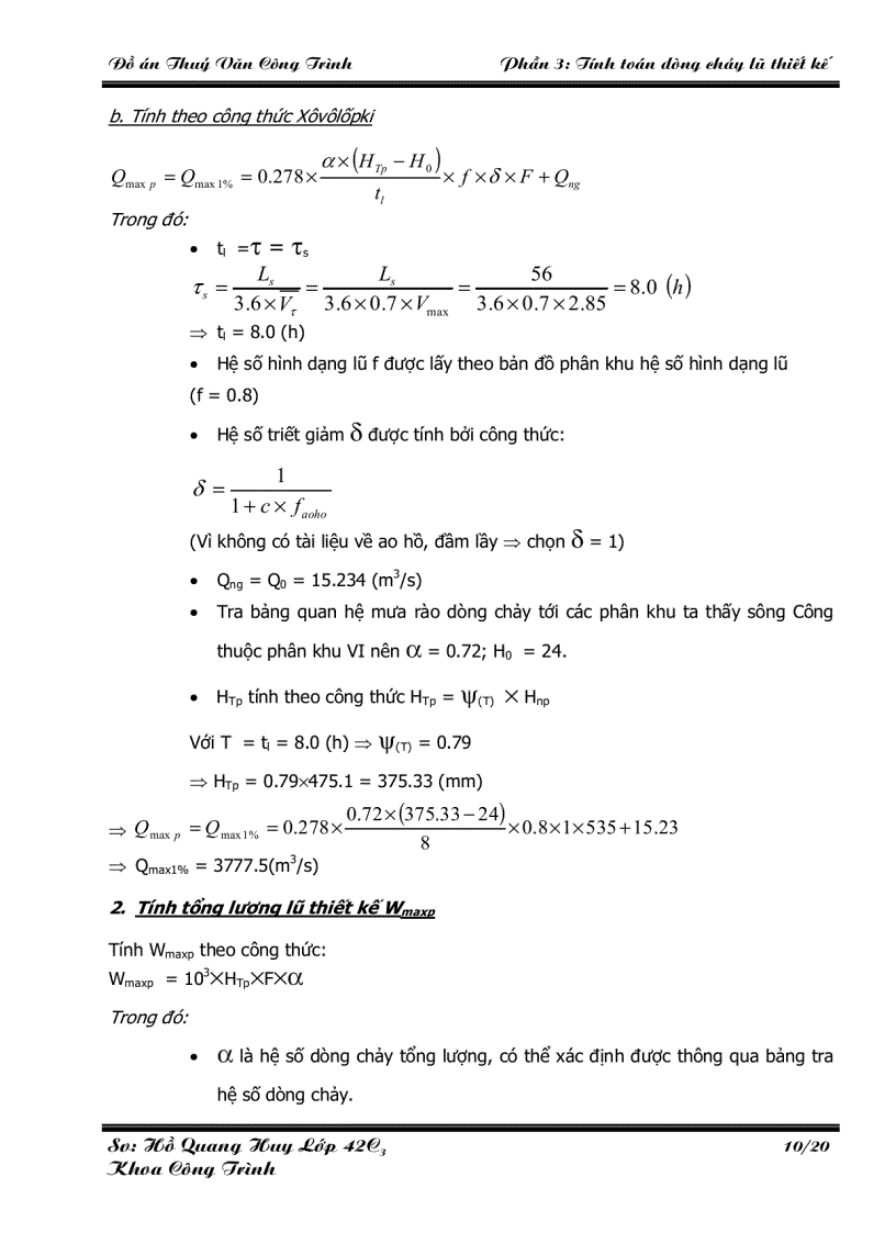 image for page Thủy văn công trình Tính toán thủy văn thiết kế hồ chứa