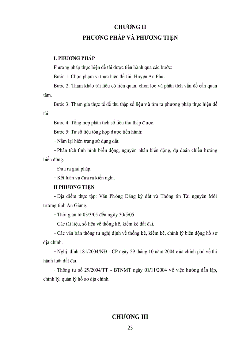 image for page Hiện trạng sử dụng đất và đánh giá tình hình biến động đất đai trên địa bàn huyện an Phú tỉnh An Giang trong Giai đoạn 2000 2005