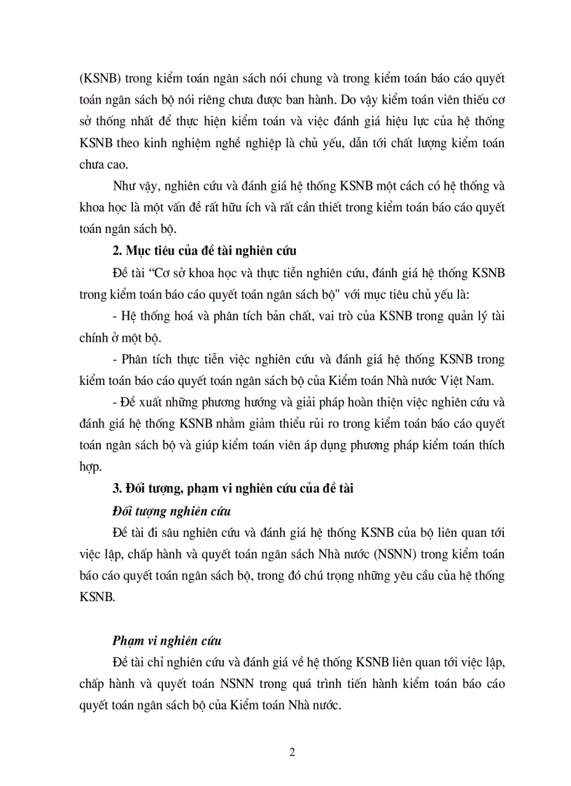 Cơ sở khoa học và thực tiễn nghiên cứu đánh giá hệ thống kiểm soát nội bộ trong kiểm toán báo cáo quyết toán ngân sách bộ