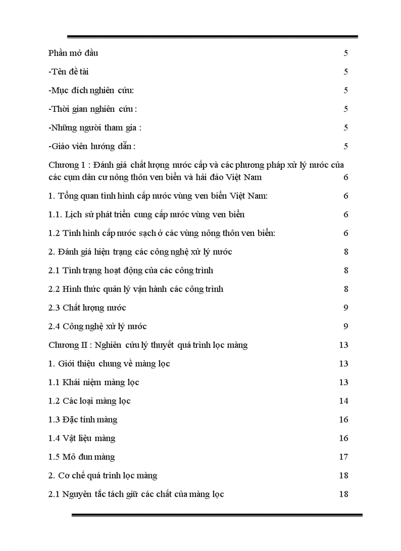 image for page Báo cáo nckh nghiên cứu sử dụng màng lọc nano nhiều bậc để khử mặn nước ven biển cấp cho sinh hoạt