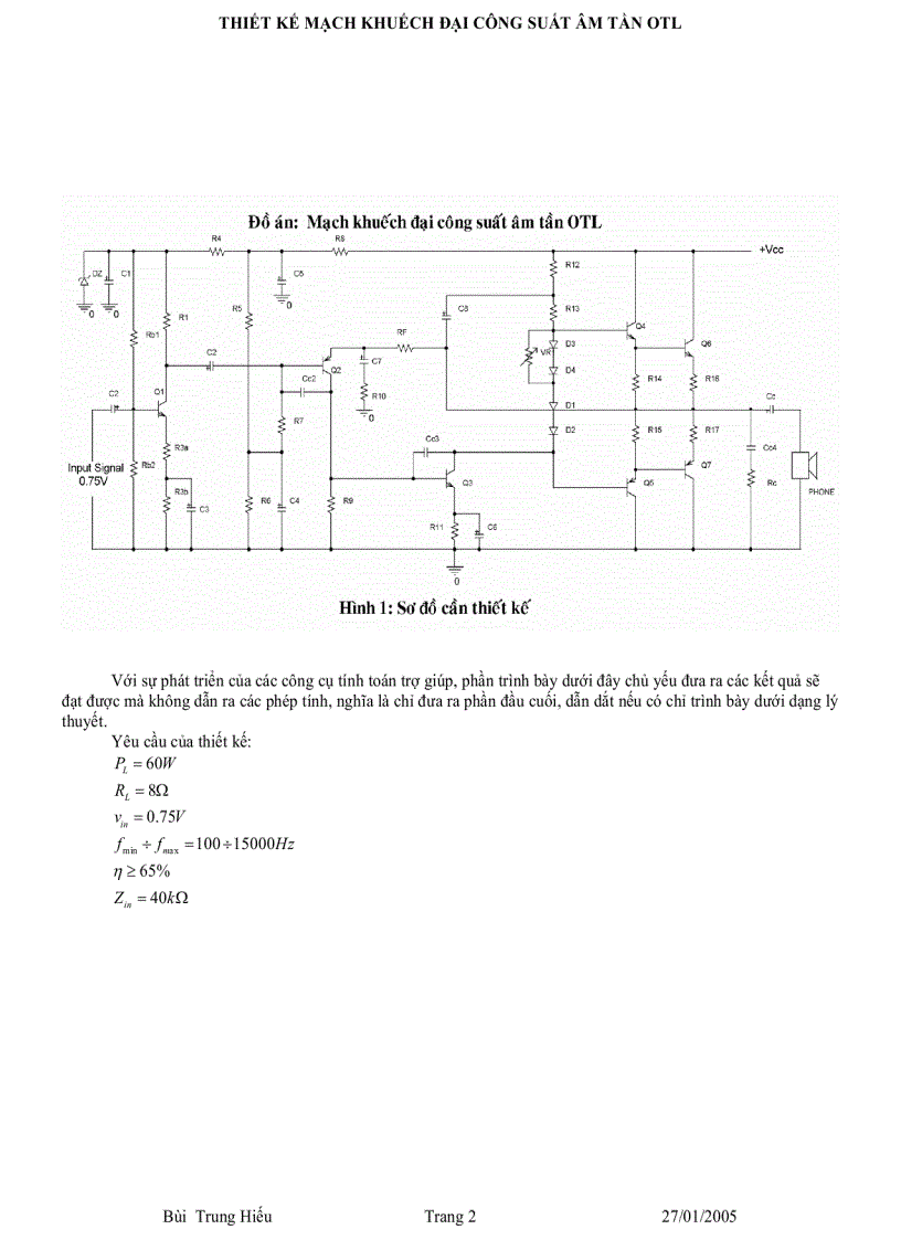 image for page Mạch khuếch đại công suất âm tần OTL 60W của DHBK tp HCM
