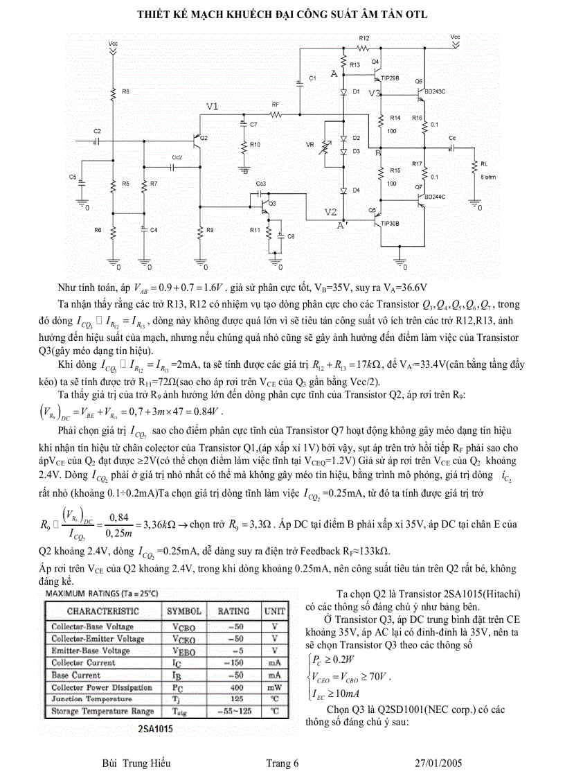 image for page Mạch khuếch đại công suất âm tần OTL 60W của DHBK tp HCM
