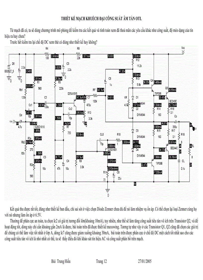 image for page Mạch khuếch đại công suất âm tần OTL 60W của DHBK tp HCM