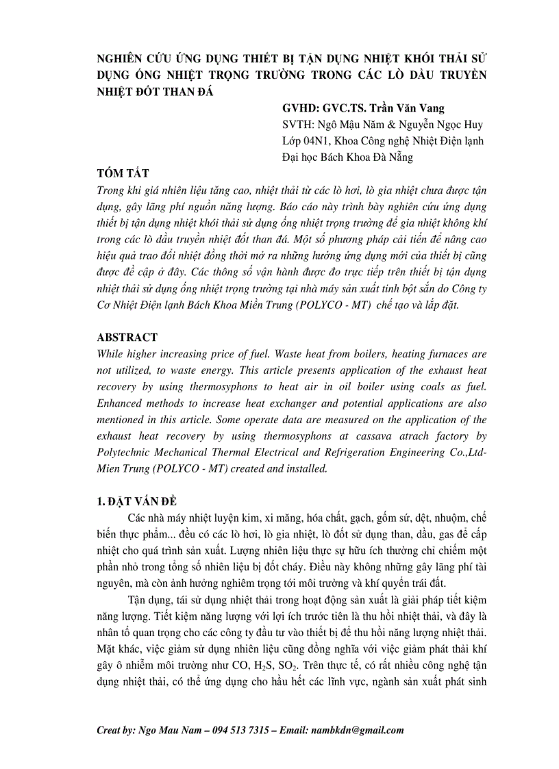 image for page NCKH Tận dụng nhiệt khói thải sử dụng ống nhiệt trọng trường trong các lò dầu truyền nhiệt đốt than đá