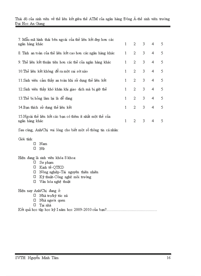 image for page Thái độ của sinh viên về thẻ liên kết giữa thẻ ATM của ngân hàng Đông Á thẻ sinh viên trường Đại Học An Giang