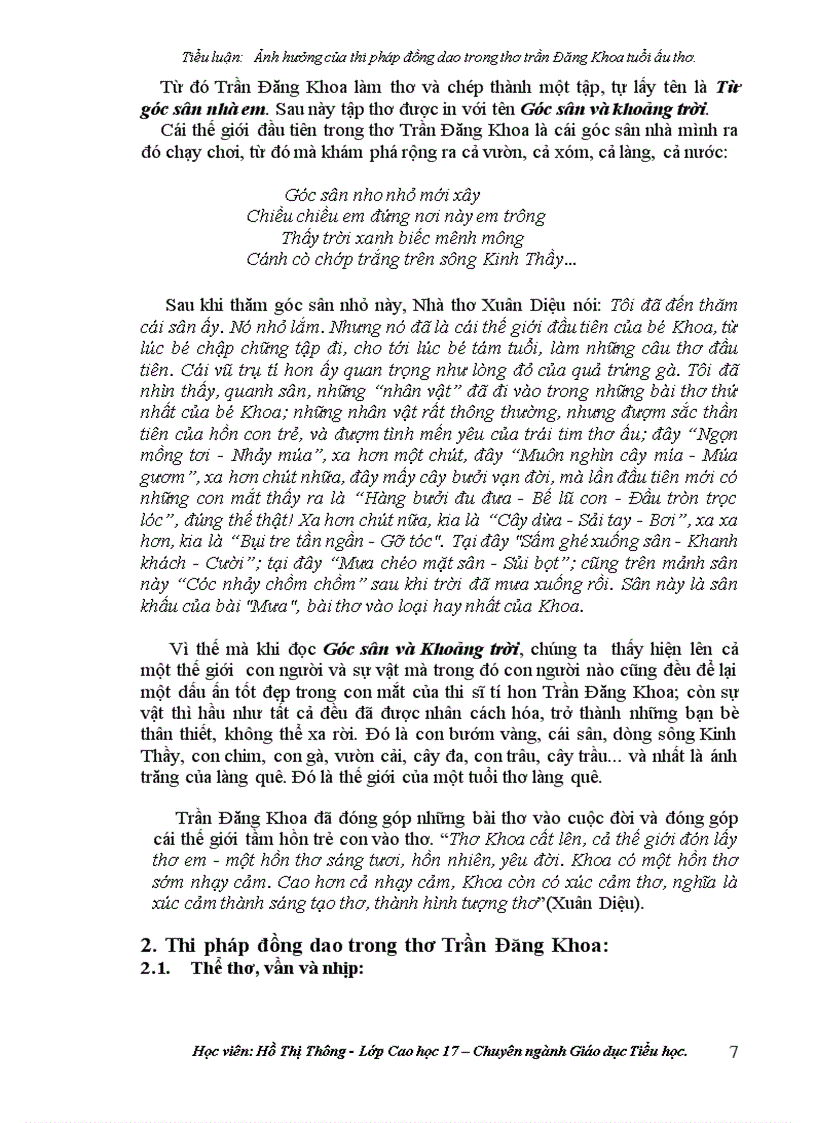 image for page Ảnh hưởng của các yếu tố thi pháp đồng dao đối với thơ trần đăng khoa tuổi ấu thơ
