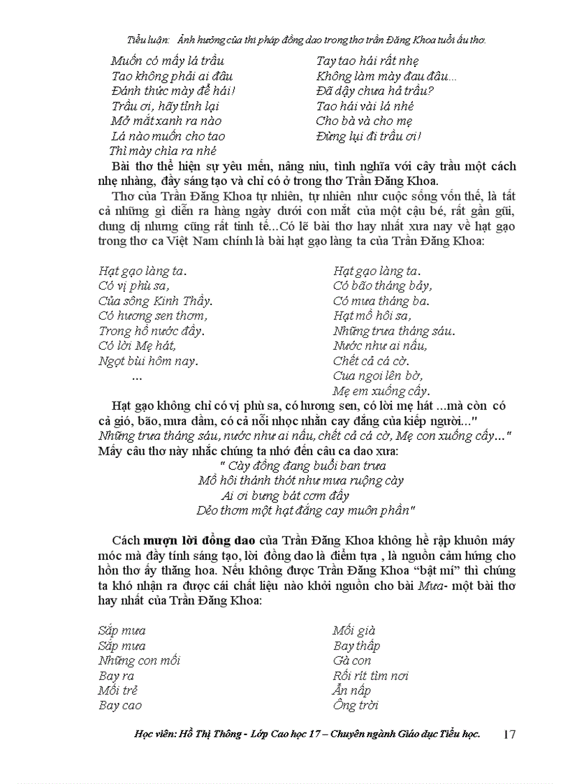 image for page Ảnh hưởng của các yếu tố thi pháp đồng dao đối với thơ trần đăng khoa tuổi ấu thơ