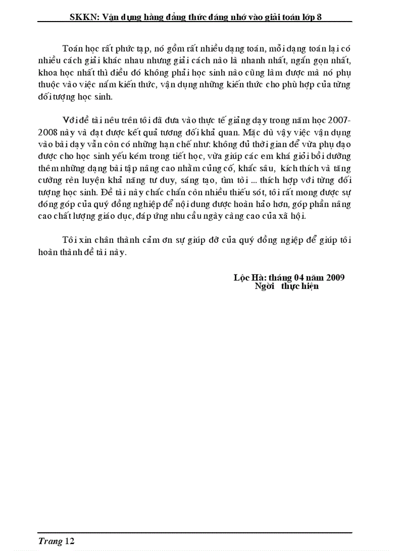 image for page Vận dụng hằng đẳng thức đáng nhớ vào giải toán lớp 8