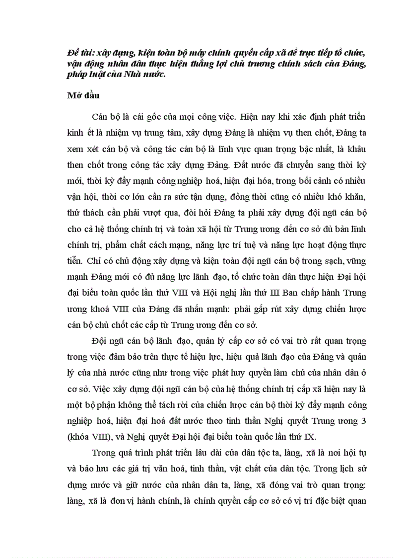 image for page Bài thu hoạch Xây dựng kiện toàn bộ máy chính quyền cấp xã