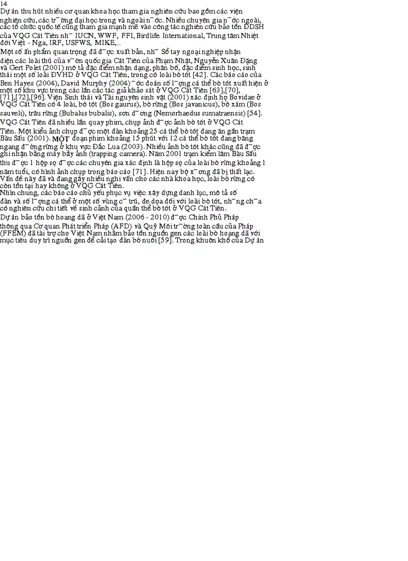 image for page LUẬN ÁN TIẾN SỸ Nghiên cứu đặc điểm phân bố theo sinh cảnh và mối quan hệ sinh thái của quần thể bò tót ở vườn quốc gia Cát Tiên