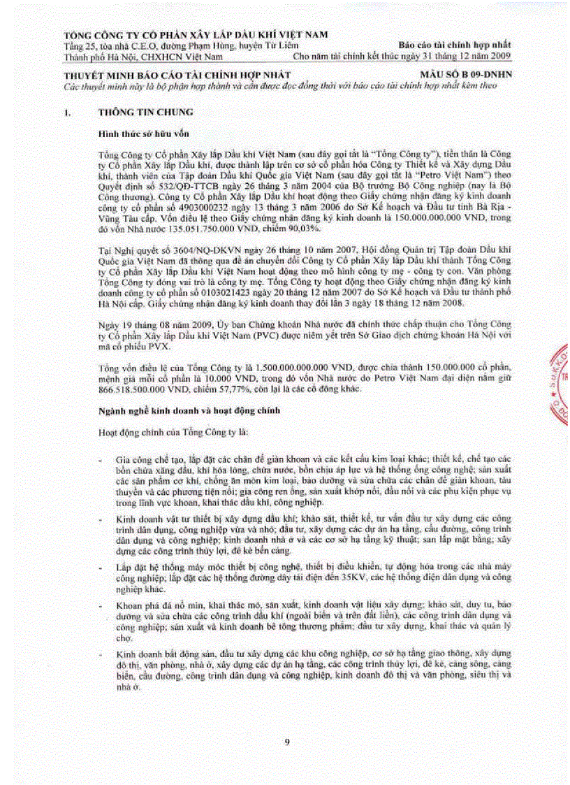 image for page Báo cáo tài chính hợp nhất đã được kiểm toán của Tổng công ty cổ phần xây lắp dầu khí Việt Nam