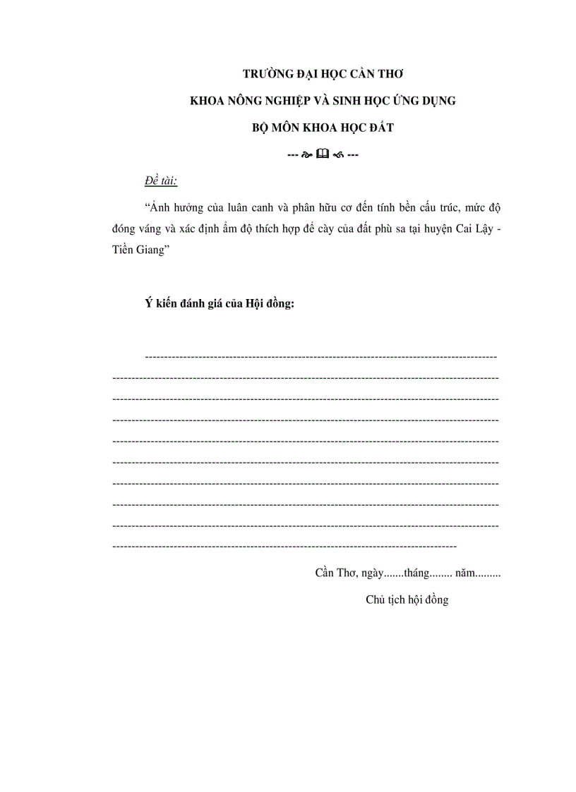 image for page Ảnh hưởng của luân canh và phân hữu cơ đế tính bền cấu trúc mức độ đóng váng và xác định ẩm độ thích hợp để làm đất của đất phù sa tại Cai Lậy Tiền Giang