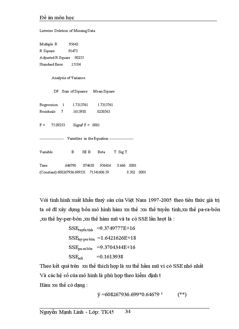 image for page Vận dụng phương pháp dãy số thời gian phân tích tình hình xuất khẩu thuỷ sản của Việt Nam giai đoạn 1997 2005 và dự báo cho năm 2006 2007