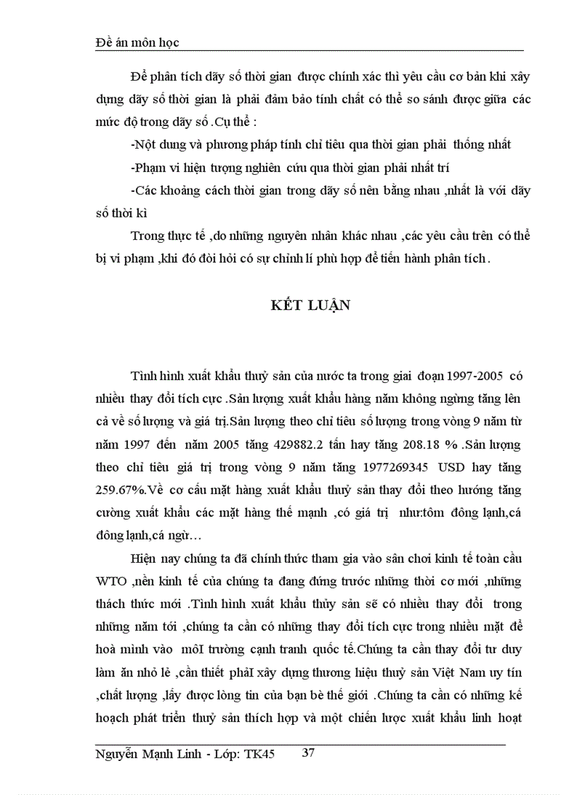 image for page Vận dụng phương pháp dãy số thời gian phân tích tình hình xuất khẩu thuỷ sản của Việt Nam giai đoạn 1997 2005 và dự báo cho năm 2006 2007