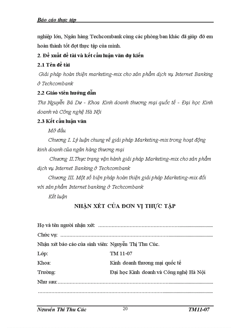 image for page Báo cáo thực tập tại Ngân hàng thương mại cổ phần Kỹ thương Việt Nam Techcombank