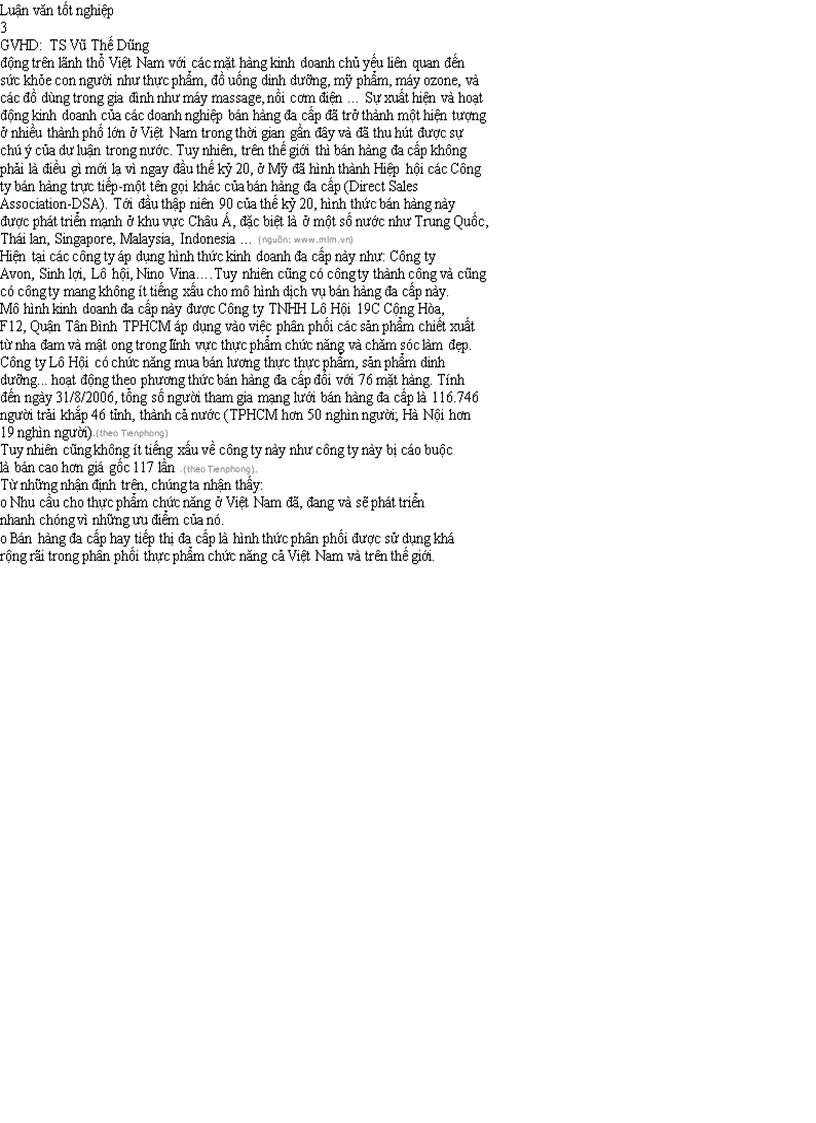 image for page Luận văn khảo sát sự hài lòng của khách hàng đối với dịch vụ bán hàng đa cấp mà điển hình là công ty TNHH Lô Hội