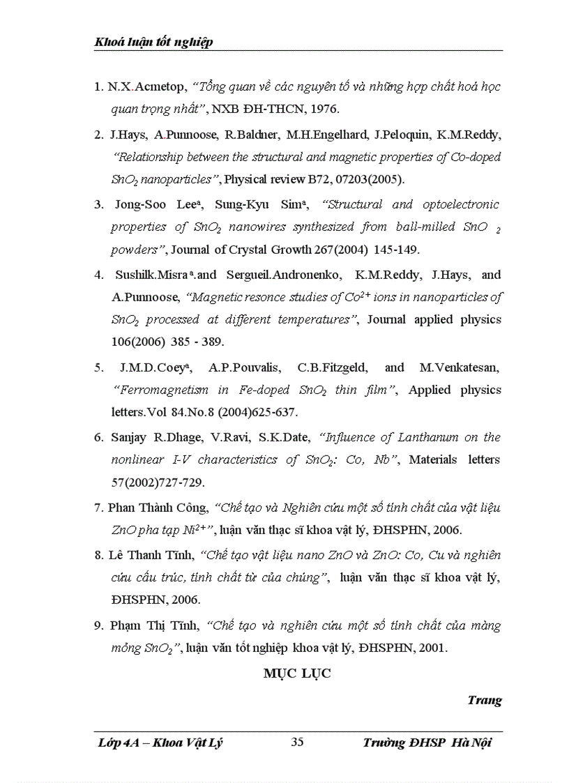 image for page Chế tạo bột SnO2 SnO2 Co và nghiên cứu cấu trúc kích thước hạt tính chất từ của chúng