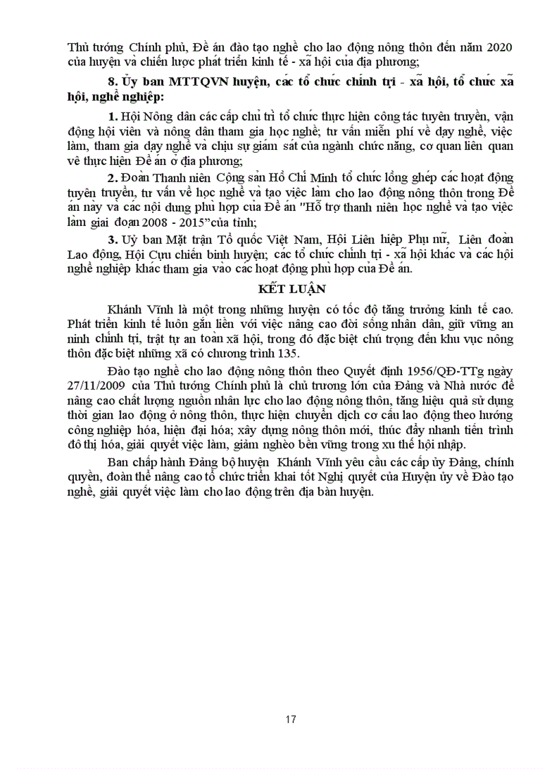image for page Đào tạo nghề cho lao động nông thôn đến năm 2020 huyện Khánh Vĩnh